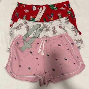 Bundle 3 Pajama Shorts  pink loft Sz M RED GAP SZ L and short Hollister Sz L